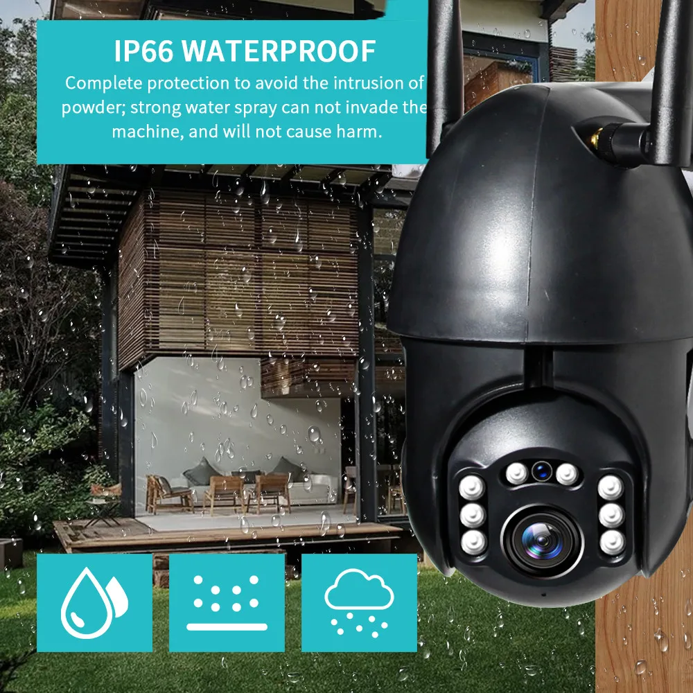 

SHIWOJIA Auto tracking PTZ Speed Dome Camera wIFI Wireless 1080P Black Outdoor Security Camera Waterproof CCTV Surveillance A