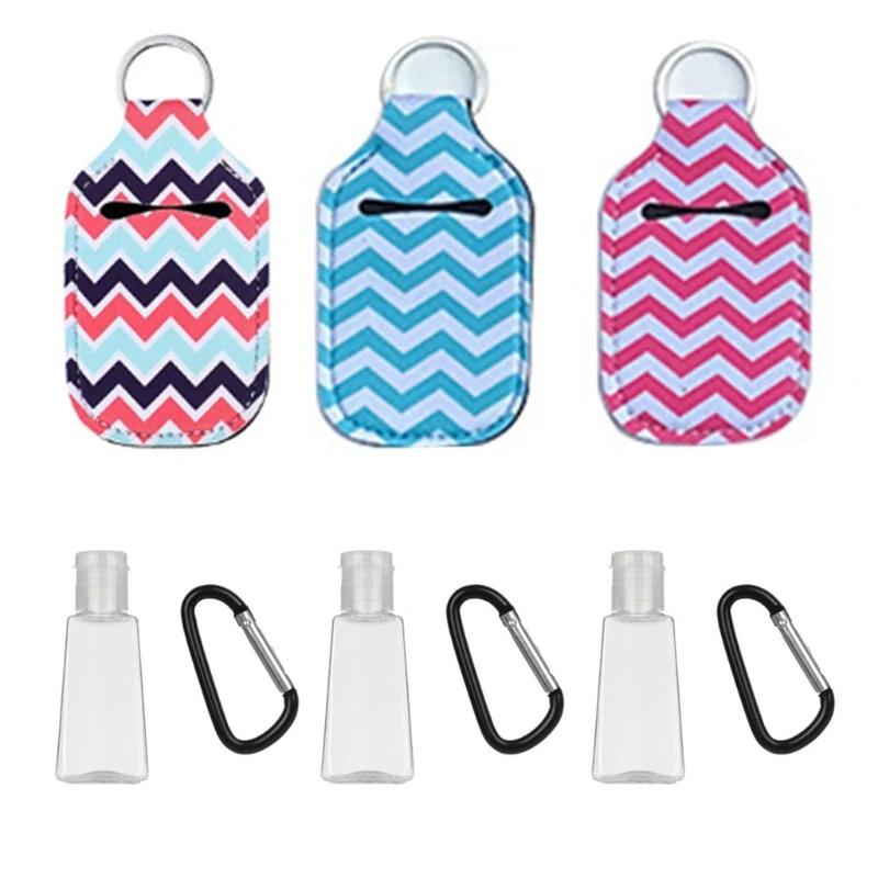 3 комплекта 30 мл Портативный многоразового прозрачные пустые бутылки с брелок