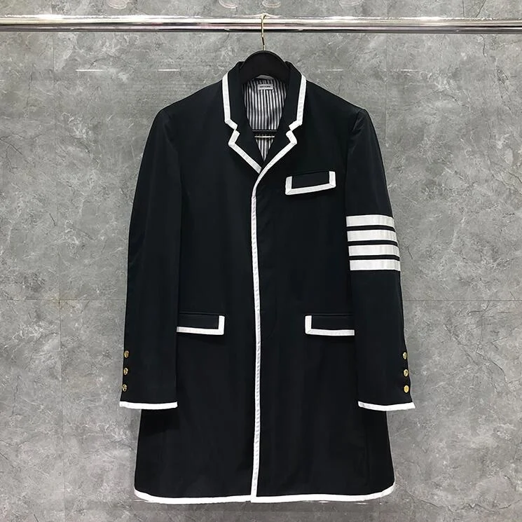 

2022 Fashion New Windbreaker Autumn Winter Men's Long Coat Turn Down Collar Casual Men Jacket Wool Black Clothes