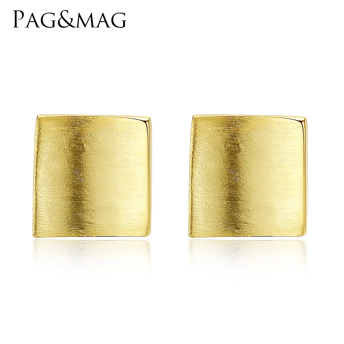 

PAG & MAG new Korean version simple S925 pure silver earrings plated with 18K gold platinum