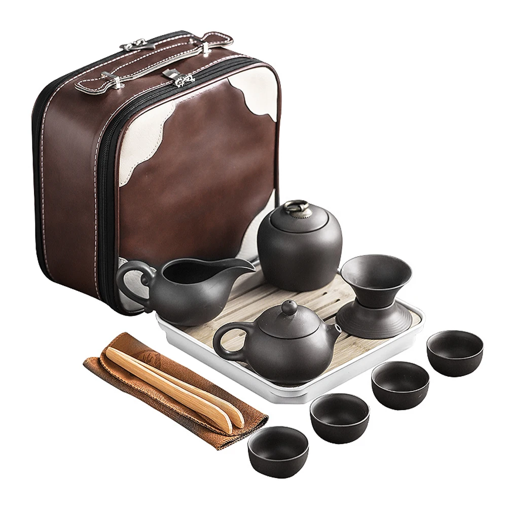 

Регулируемый регулируемый портативный чайник из искусственной фиолетовой глины, уличные дорожные чайные чашки Gaiwan, чайные чашки, отличные ...