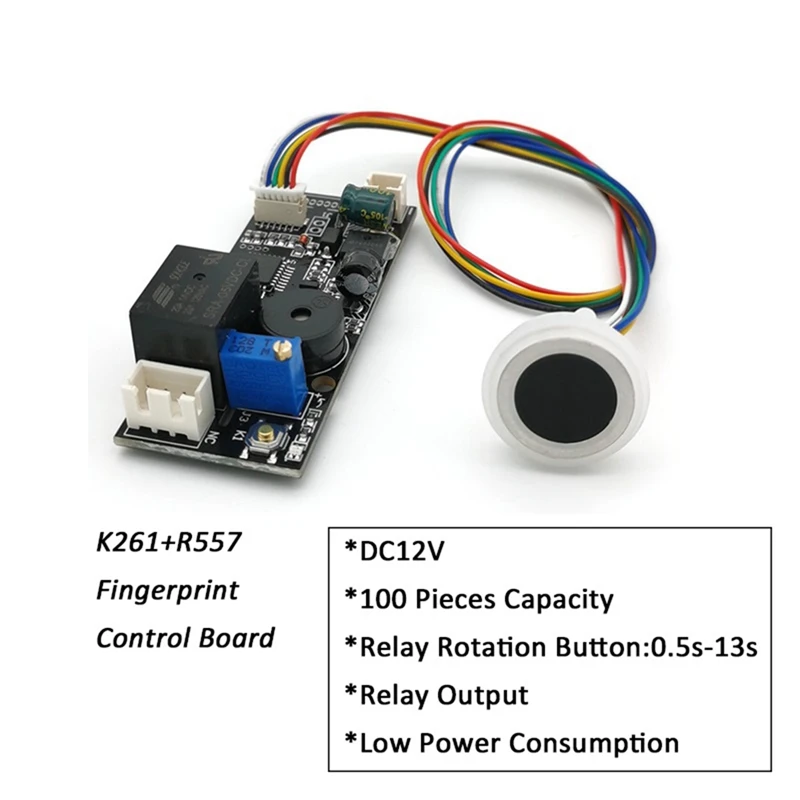 

K261+R557 DC12V Realy Output Low Power Consumption Fingerprint Identification Ring Indicator Light Access Control Board