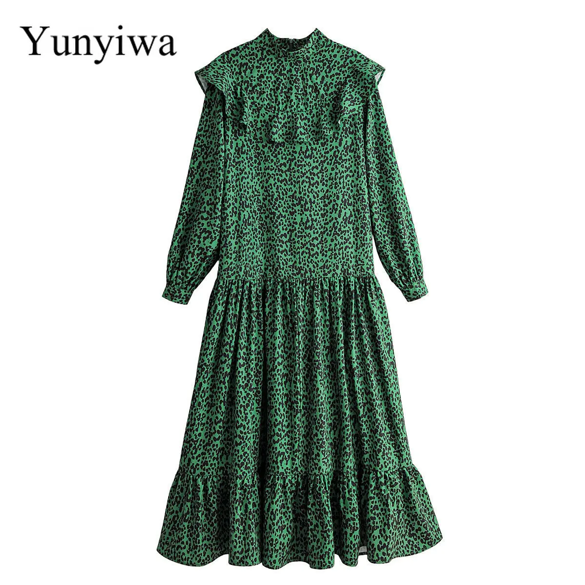 Женское платье с принтом в виде листьев лотоса повседневное элегантное новом