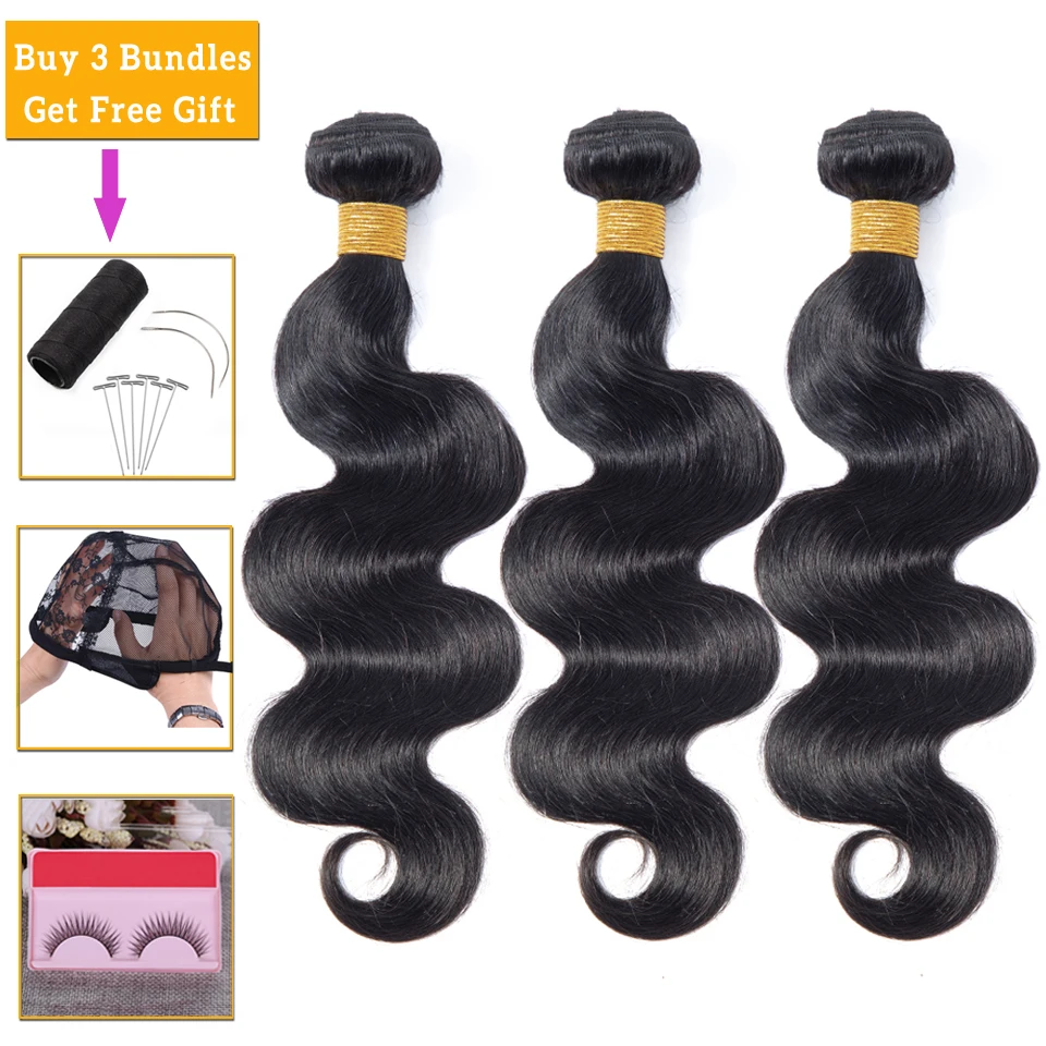 

lanqi body wave bundle deals 100% human hair 1/ 3 bundles non-remy hair extensions Brazilian hair weave bundles free to Brazil