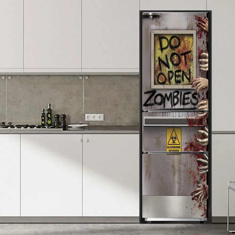 Wine Cabinet Design Poster For Fridge Waterproof Vinly Self-adhesive Refrigerator Sticker Cat Landscape Door Cover Horrible Hand | Дом и сад