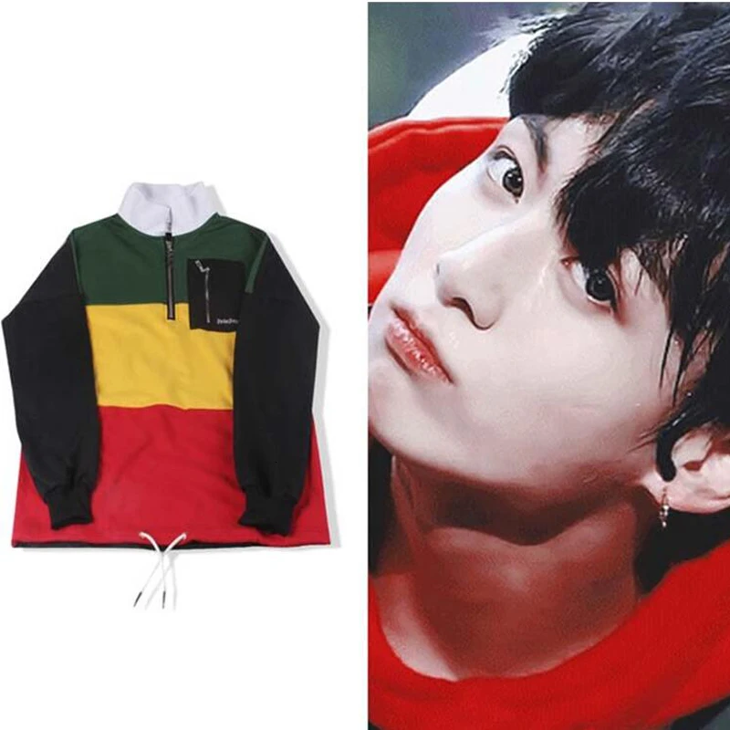KPOP Bangtan/толстовка для мальчиков JUNGKOOK в стиле Харадзюку с длинными рукавами в стиле пэчворк, куртка-бомбер, ветровка в стиле панк, пальто для бойфренда