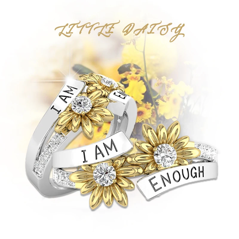 

Small Daisy Inlaid Zircon Two-Color High-Quality Alloy Female Ring Fashion Elegant Romantic Female Jewelry 2021 Fashion Trend