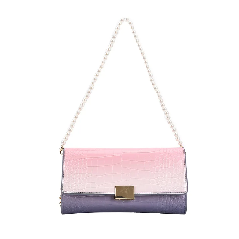 

Gradient Design Shoulder Bags for Women 2021 Summer New Pearl Beaded Chains Female Crossbody Bag Fashion Luxury Brand Handbags