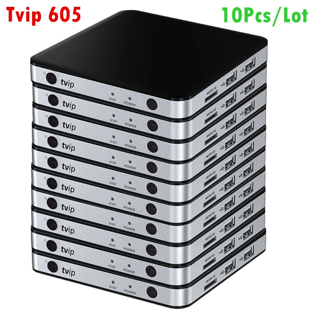 Kaufen 10 Teile/los Linux Tv Box TVIP 605 4K 2,4G/5G WiFi Quad Core Set Top Box Tvip Box Tvip605 Dual System V.605 H 2,65 Tv Box