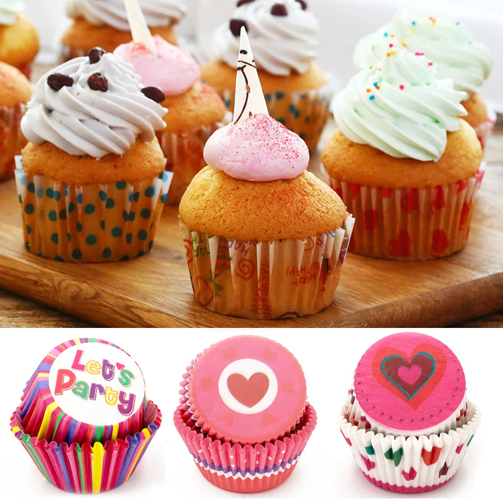 100 шт. бумажные стаканчики для маффинов капкейков подложка кексов коробка