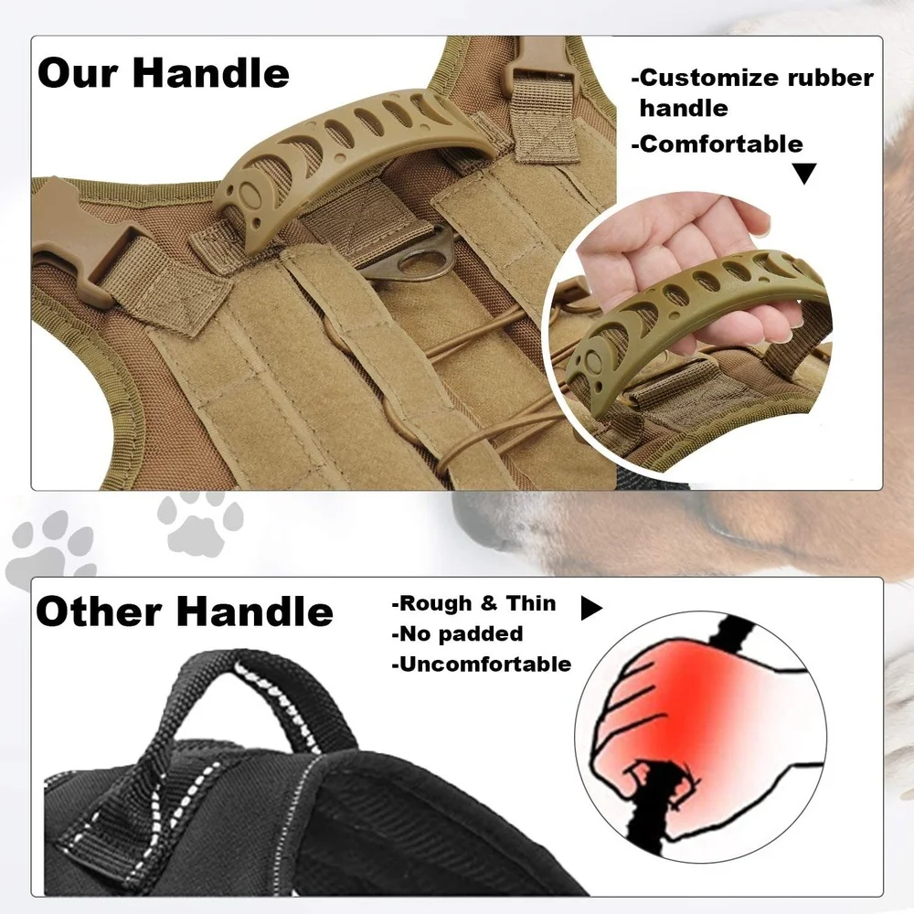 Arn&eacute;s t&aacute;ctico de entrenamiento para perros, chaleco de trabajo al aire libre, MOLLE militar ajustable con mango de goma, ropa para cachorros-4