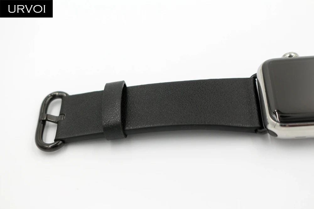 URVOI кожаный ремешок для apple watch 4 5 3 2 1 ремешок для iwatch 40 мм 44 мм Свифт кожа классическая Пряжка современный дизайн
