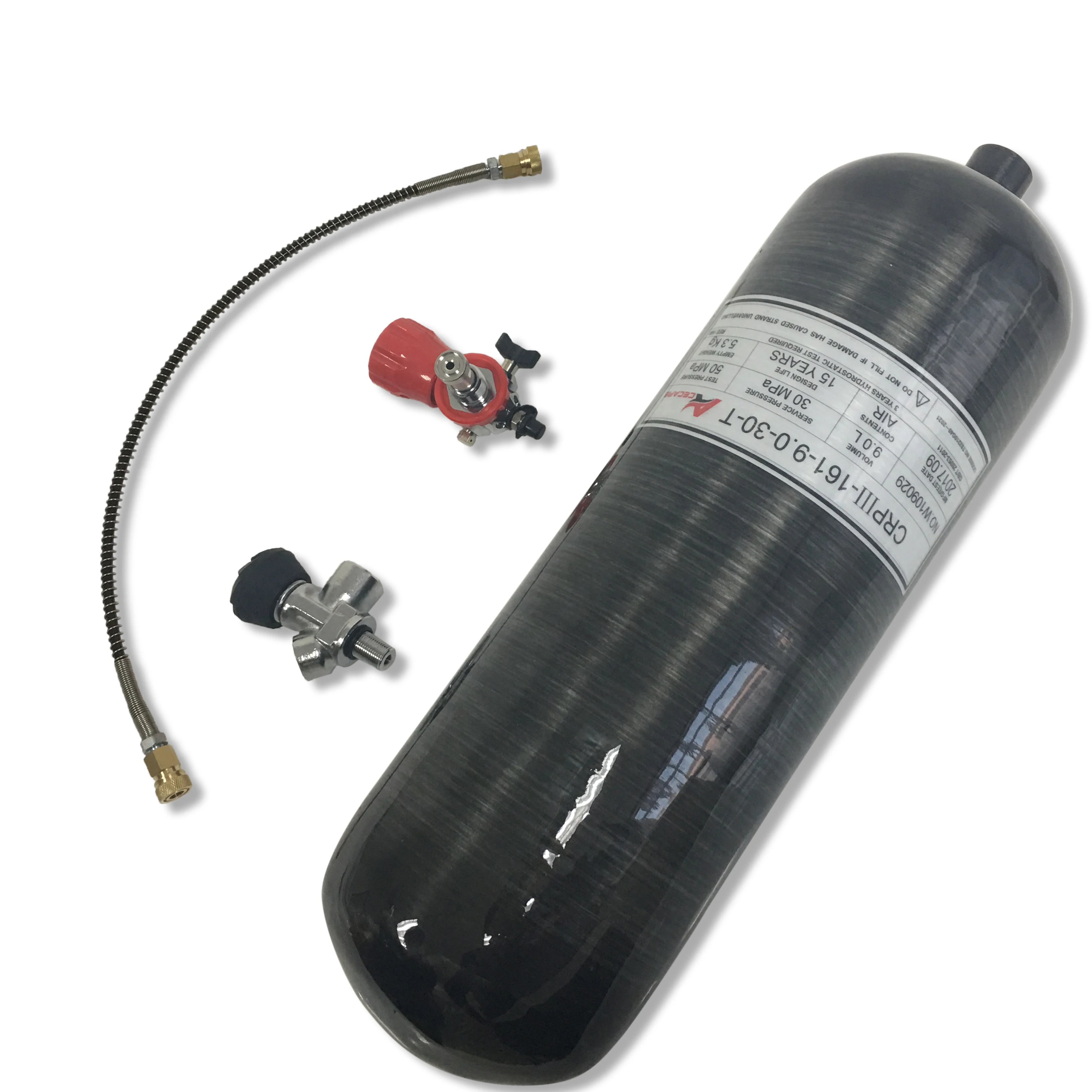 

AC309301 Acecare 9L Black Compressed Air Tank Carbon Fiber Cylinder For PCP Paintball Target Shooting With Valve&Filling Station