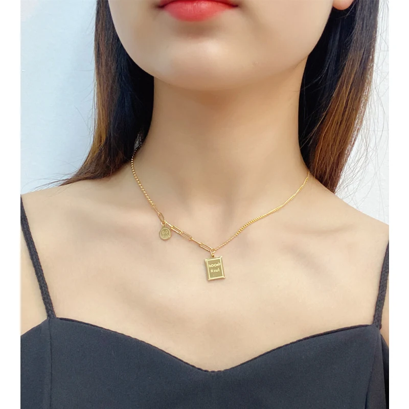

TOSAKO Stainless Steel Necklace Titanium Steel Letter Gold Color Simplicity Wedding Pendants For Women