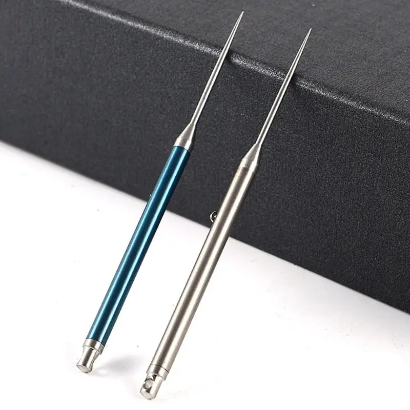 

Free shipping WholesaleTitanium Alloy Push-pull Spring Design Toothpick Holder Portable Multi-function Fruit Fork