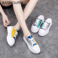 fashion new summer springautumn shoes women slippers pu 4 5cmhigh casual student female shoes outside flat with platform white
