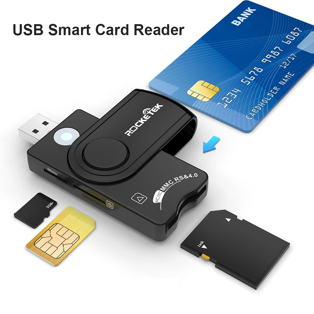 Rocketek Cr310 Usb 2 0 налоговая декларация Ic смарт-кардридер Tf Sim кардридер адаптер для