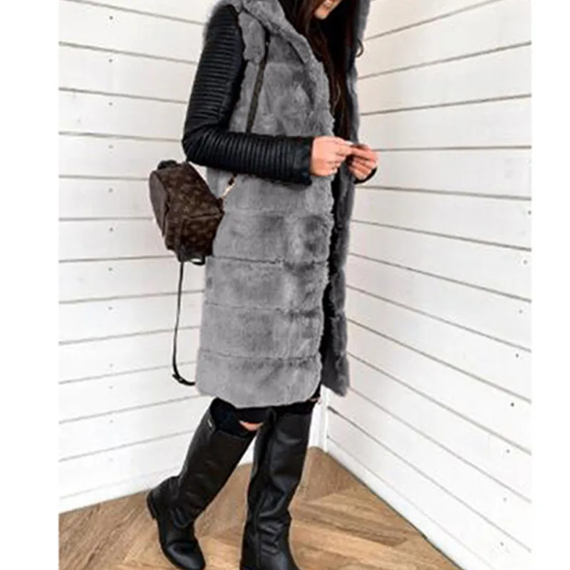 

Fashion Faux Fur Vest Coat Women Casual Street Wear Fox Fur Jacket Waistcoat 2021 Plus Size 3XL Sleeveless Teddy Coat