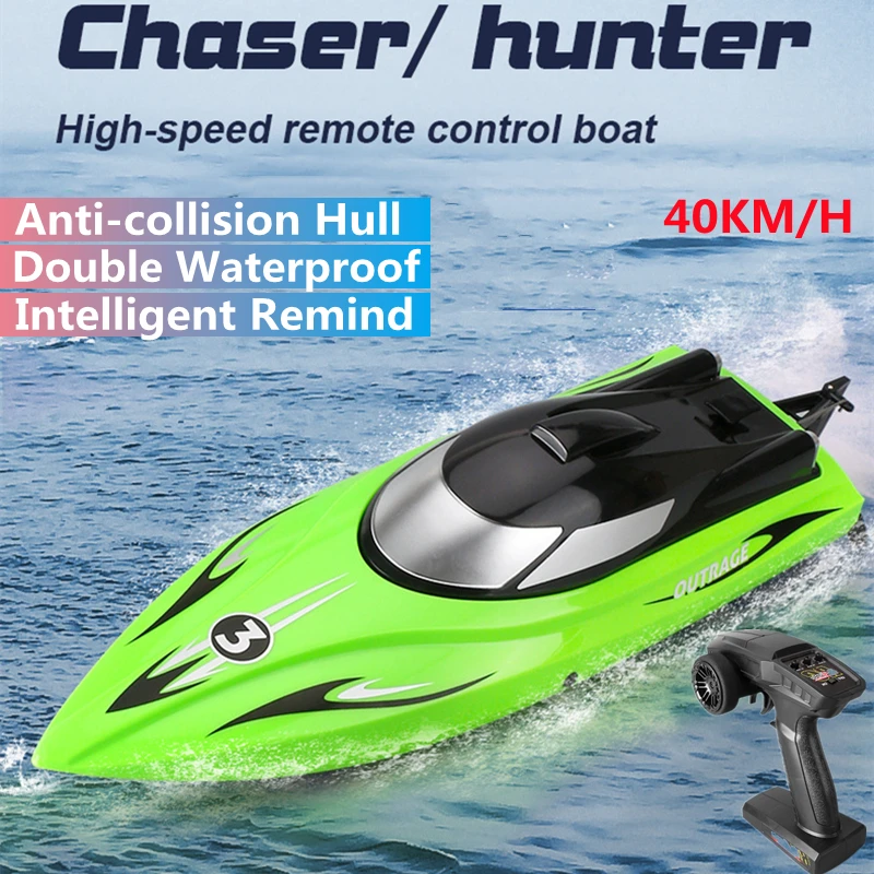 

40KM/H Dual Waterproof RC Speedboat Toy Anti-collision Hull Smart Remind Capsize Reset Water Cooling RC Racing Boat Toy Gifts