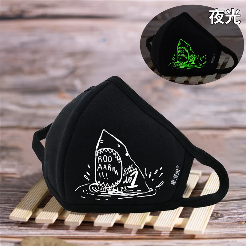 Светящаяся Милая мультяшная маска от пыли для лица в стиле аниме Смешные зубы