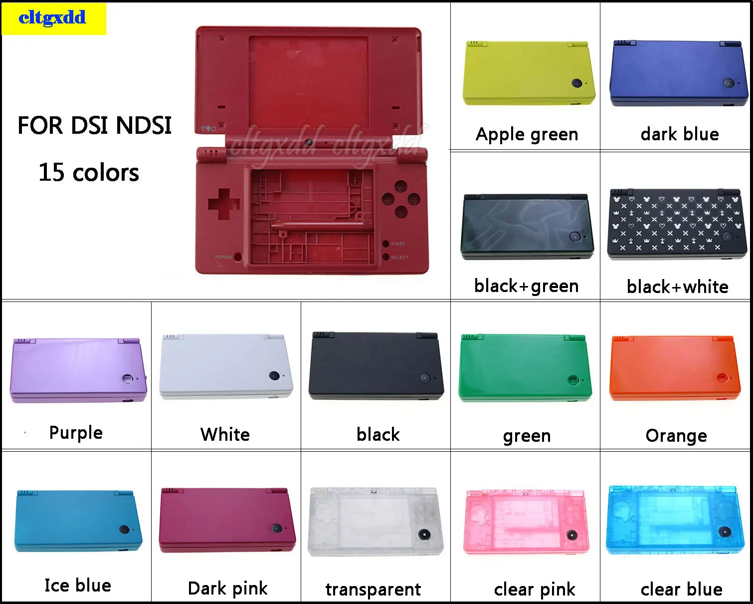 

1 set FOR DSI NDSI plastic color cover shell replacement parts shell console with button kit 15 colors