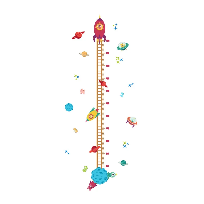 

Cartoon Rocket height Chart Ruler Wall Sticker for kids rooms nursery bedroom Home Decor Mural Art Decals Wallpaper stickers