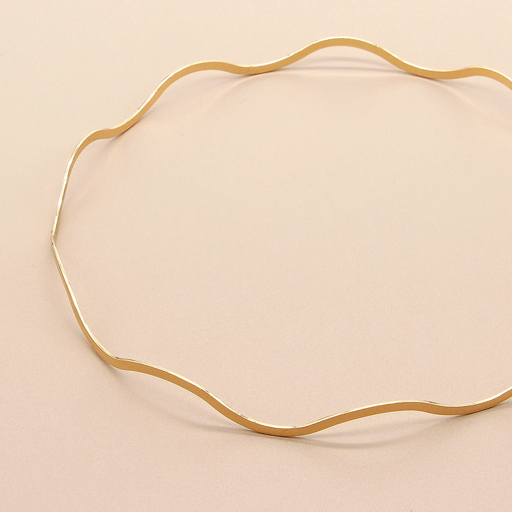 

Fashion Wave Gold Alloy Elegant Headband Handmade Head Hoop Women Girls Geometric Thin Hair Hoop Party Girls Hair Accessories
