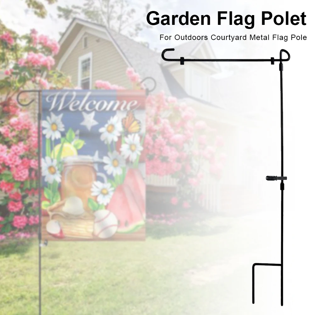 

garden flag stand Metal Flag Pole Holder Banner Flagpole for Home Outdoor Courtyard Garden Lawn #W0