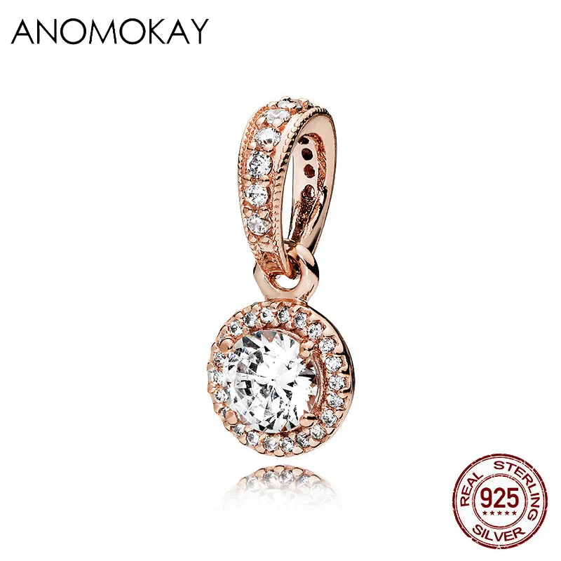 Anomookay, Стерлинговое серебро 925, смешанный стиль, розовое золото, сердце, дерево, цветок, подвеска, подходит для браслета Пандора, S925, Шарм для DIY ювелирных изделий
