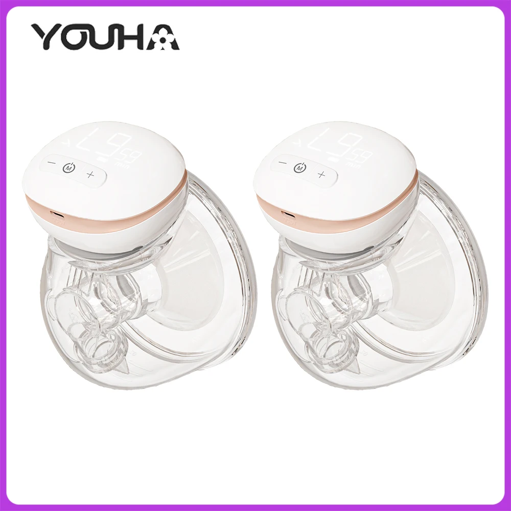 YOUHA 2 pcs Wearable Breast Pump Hands Free Electric Portable Cup 8oz/ 240ml BPA-free Breastfeeding Milk Collector | Мать и ребенок