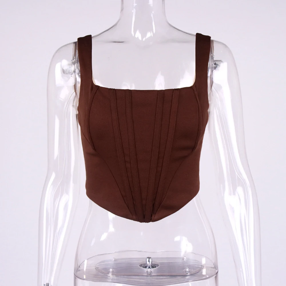 Karlofea майки сексуальный короткий жилет однотонные коричневые Топы шикарная