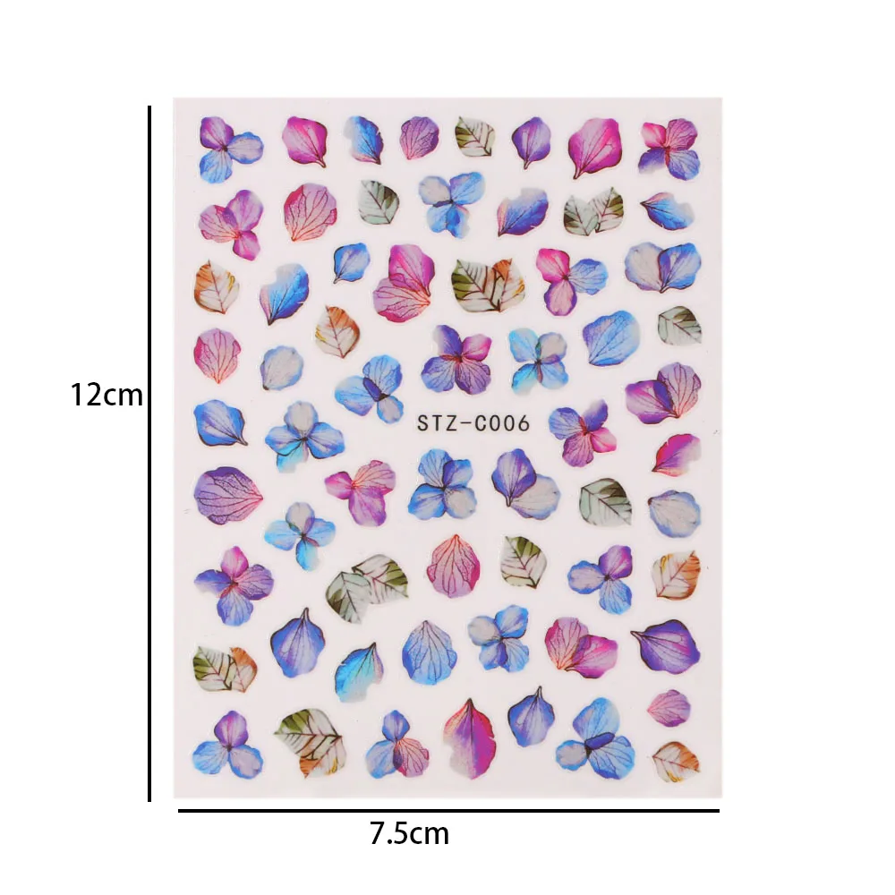 

1 Sheet Dry Flower Lavender Nail Stickers Self Adhesive 3D Decals Maple Leaf Nail Decoration Manicure Accessories