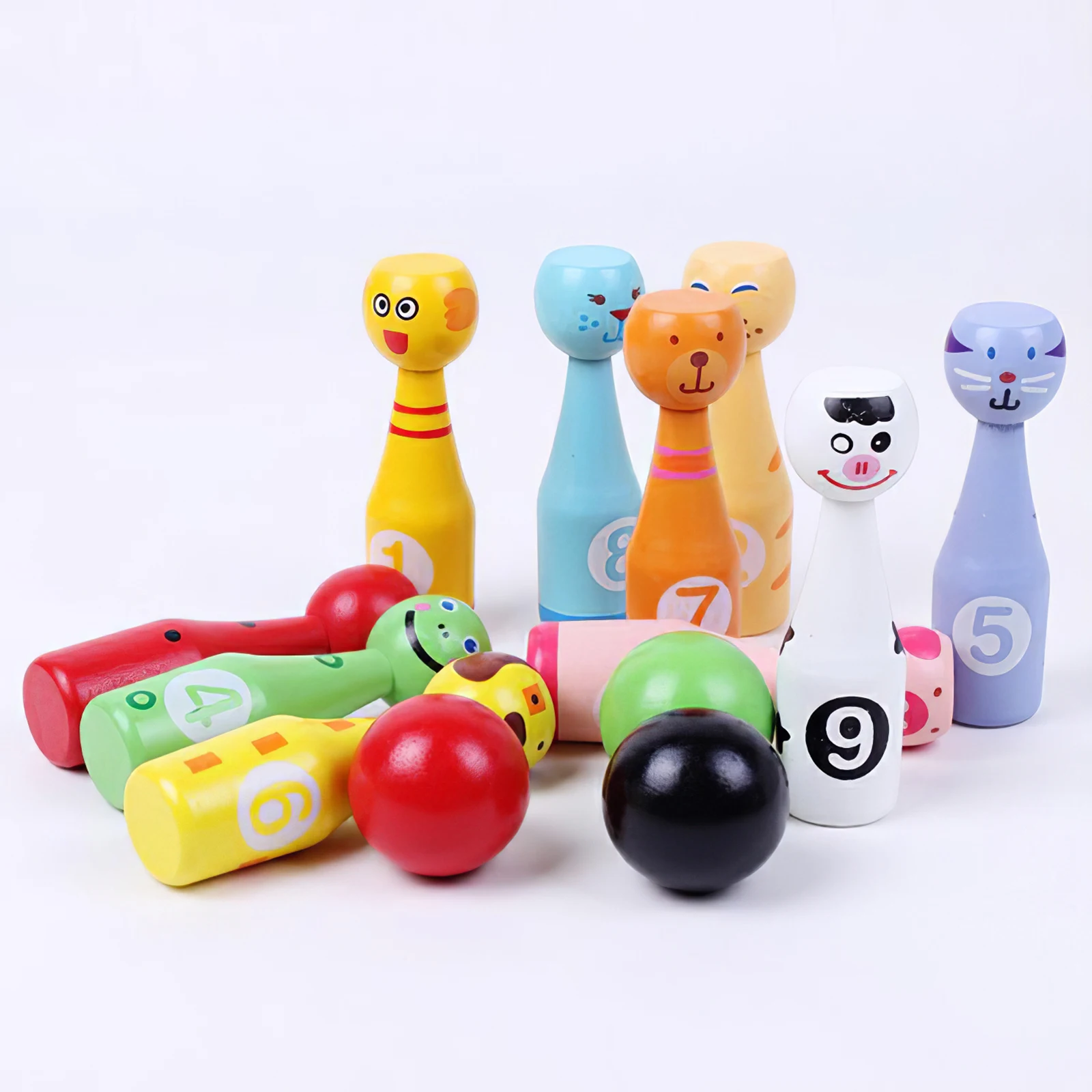 

Kids Educational Animal Bowling Bottle Ball Kids Outdoor Game Compact And Lightweight Wooden Bowling Ball Toys For Children