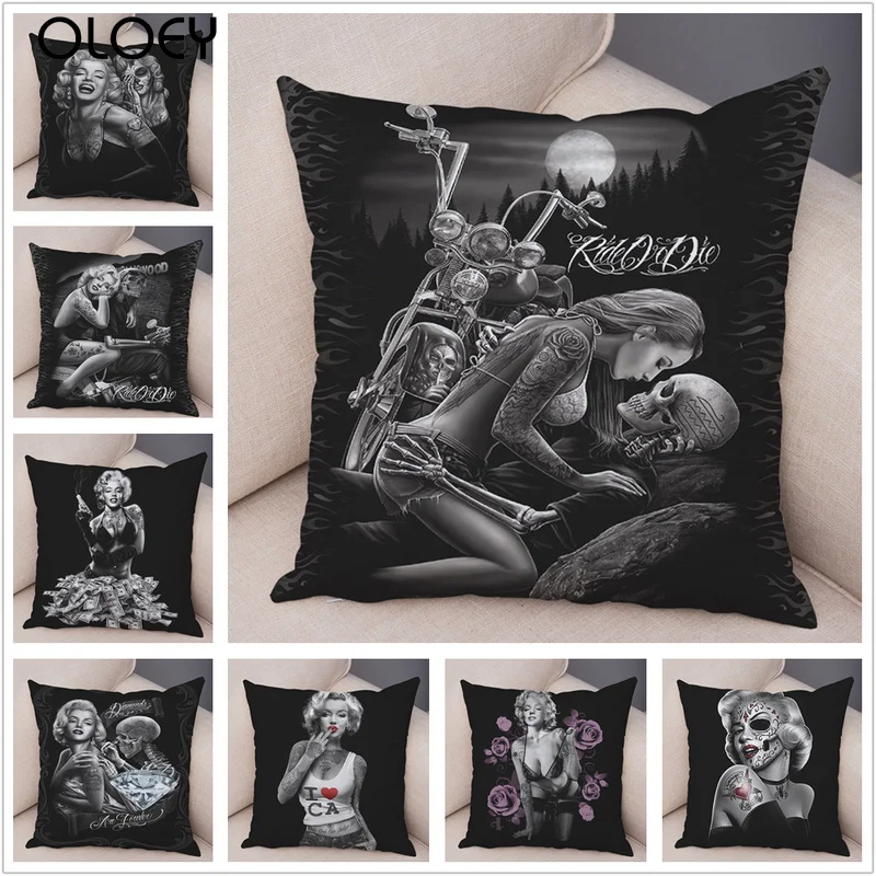 Мексиканский стиль Chicano Мэрилин Монро квадратная Мягкая Наволочка из полиэстера
