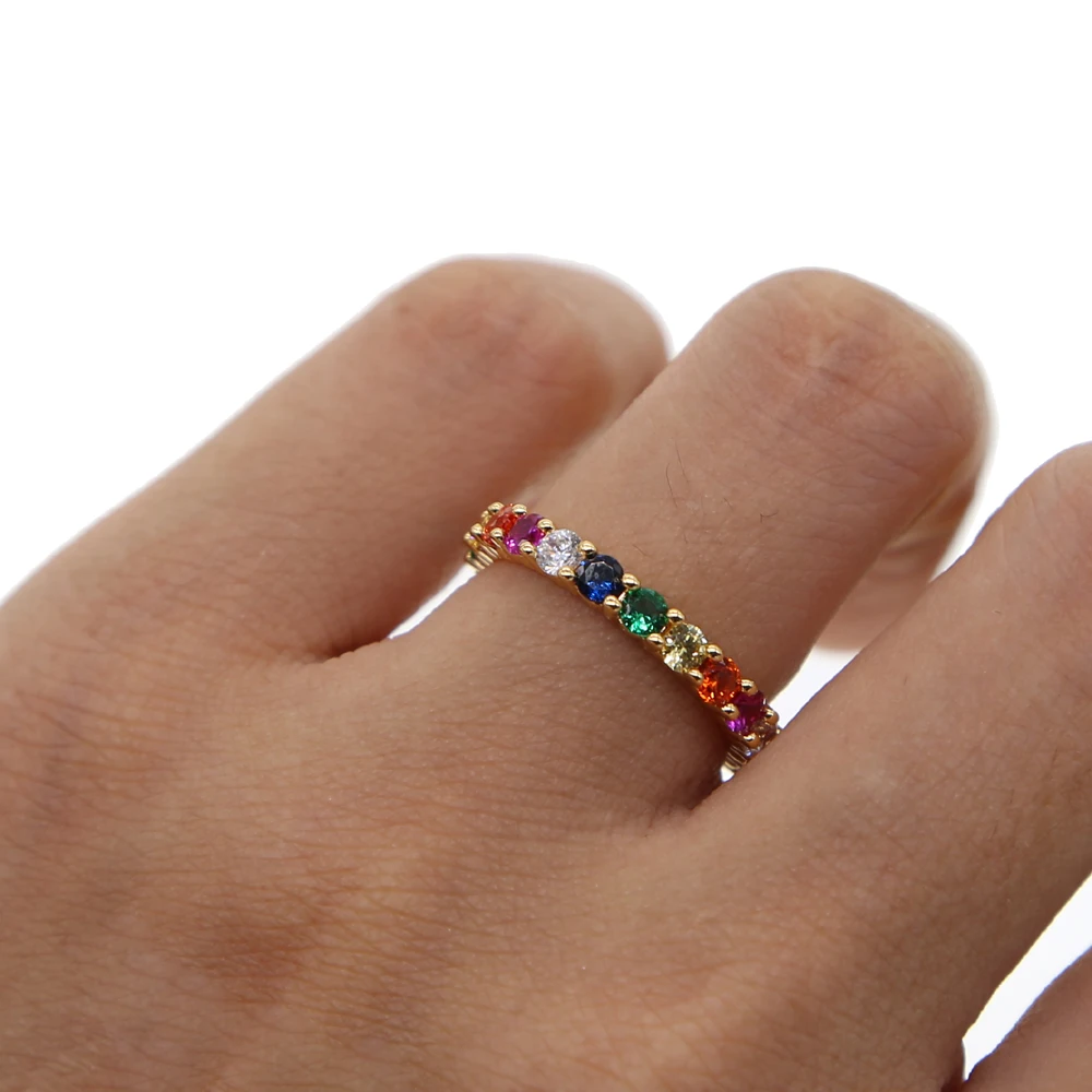 Новый дизайн Горячая Распродажа Радуга мини cz вечность кольцо браслет