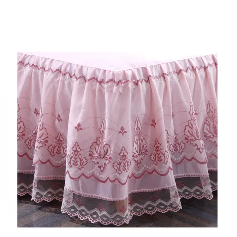 1 шт. роскошная кружевная юбка принцессы для кровати бежево-розовый чехол на