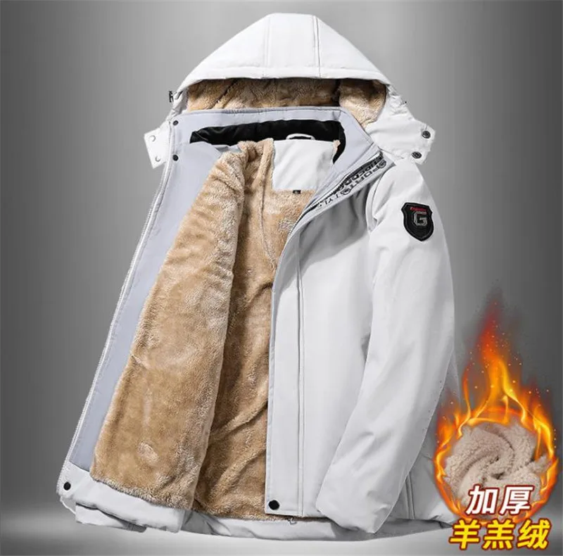 Men Winter New Snow Warm Parkas Jacket Coat Men Outwear Casual Hooded Thick Fleece Parka Men 6XL 7XL