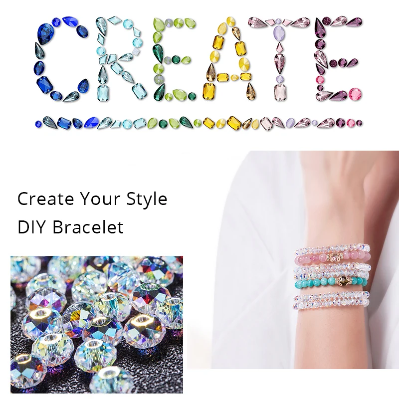 Браслет-цепочка с разноцветными кристаллами Сваровски для женщин Шарм на