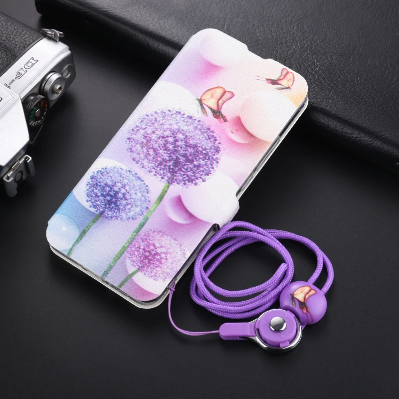 Painted Leather Case for Huawei P40 Nova 7 SE 6 5G Mate 30 Pro Honor X10 V30 Play 4T Flip Cover Cute Pattern Funda With Lanyard | Мобильные