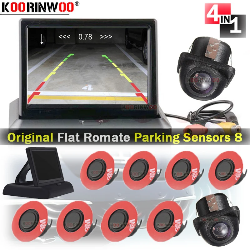 Комплект радаров Koorinwoo Romate датчик парковки видео с 8 датчиками ЖК-монитор задняя