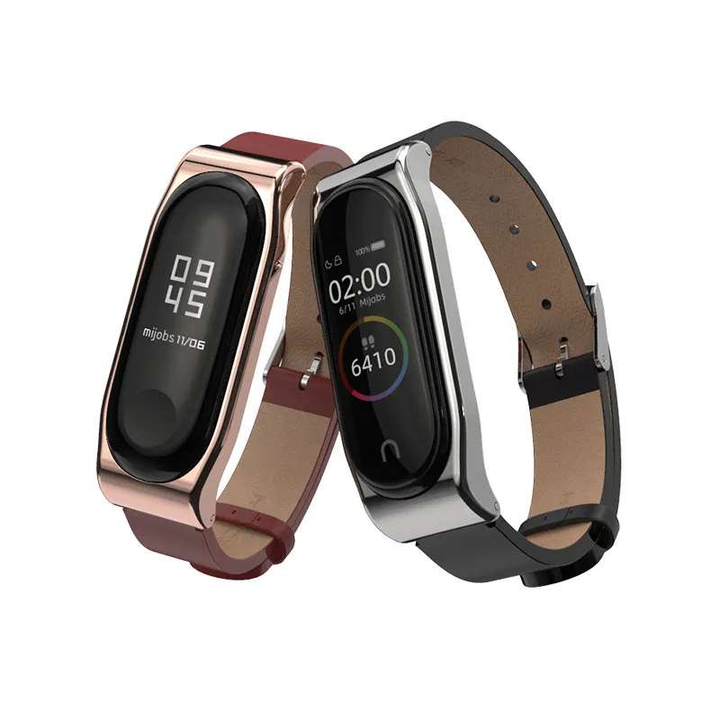 Ремешок Pulseira для Mi band 4 3 кожаный браслет mi Correa | Наручные часы