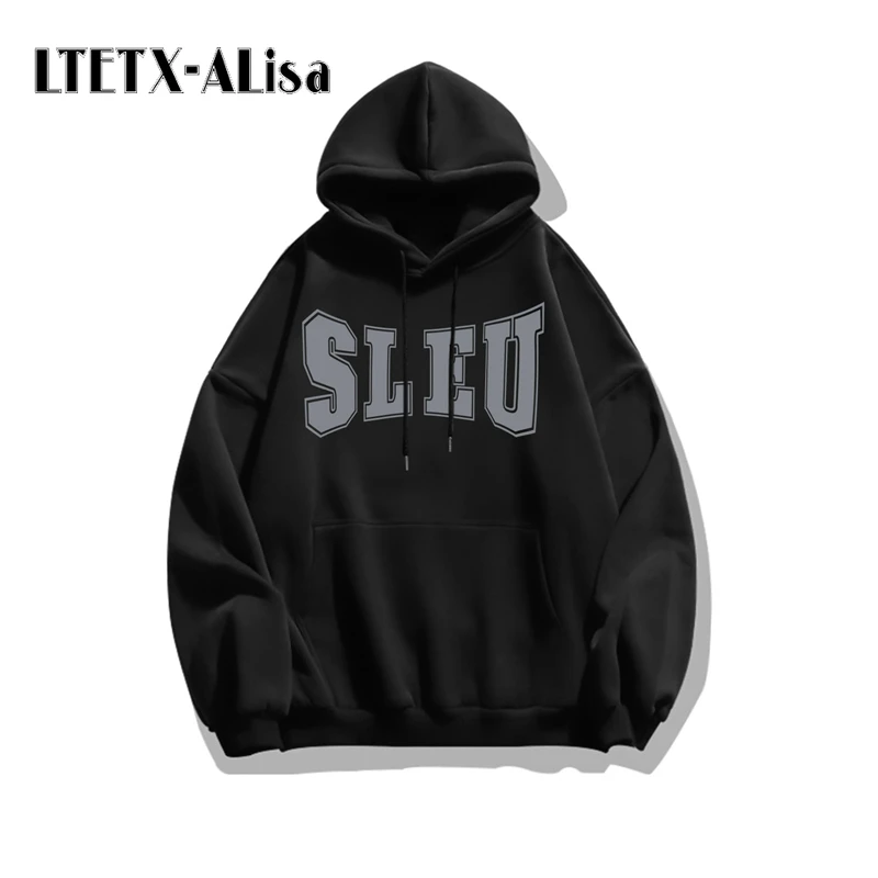 LTETX-ALisa Winter solid color Oversized hoodie for men and women Korean fashion casual thick streetwear youth sweater pullover