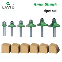 la vie 6pcs 8mm corner round over router bit with bearing milling cutter for wood woodworking tool tungsten carbide mc02048