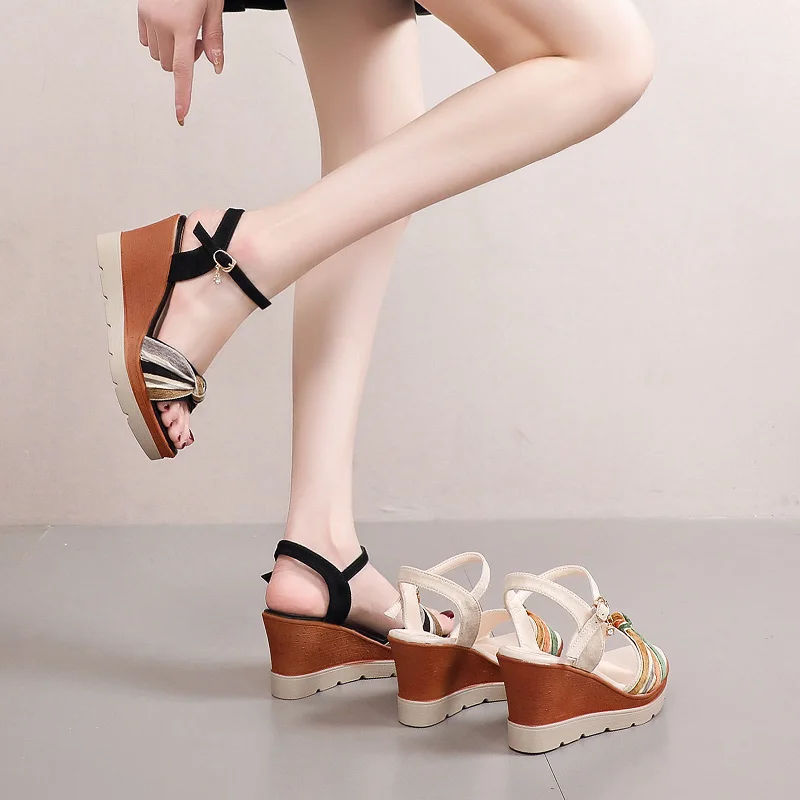 

Plus Size 35-40 Platform Wedges Sandals Women Shoes Summer 2021 HIgh Heels Sandals Ladies Elegant Office Sandals Beach Shoes
