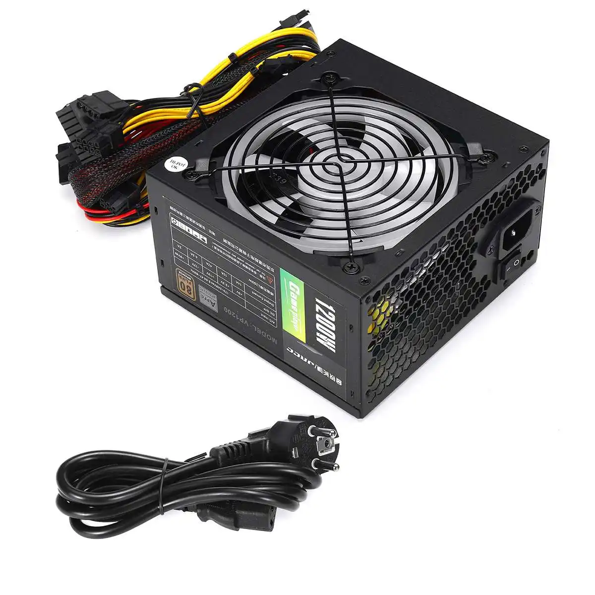 1200 Вт Активный источник питания PFC 120 мм светодиодный вентилятор 12 В ATX 8PIN + 2x6PIN SATA