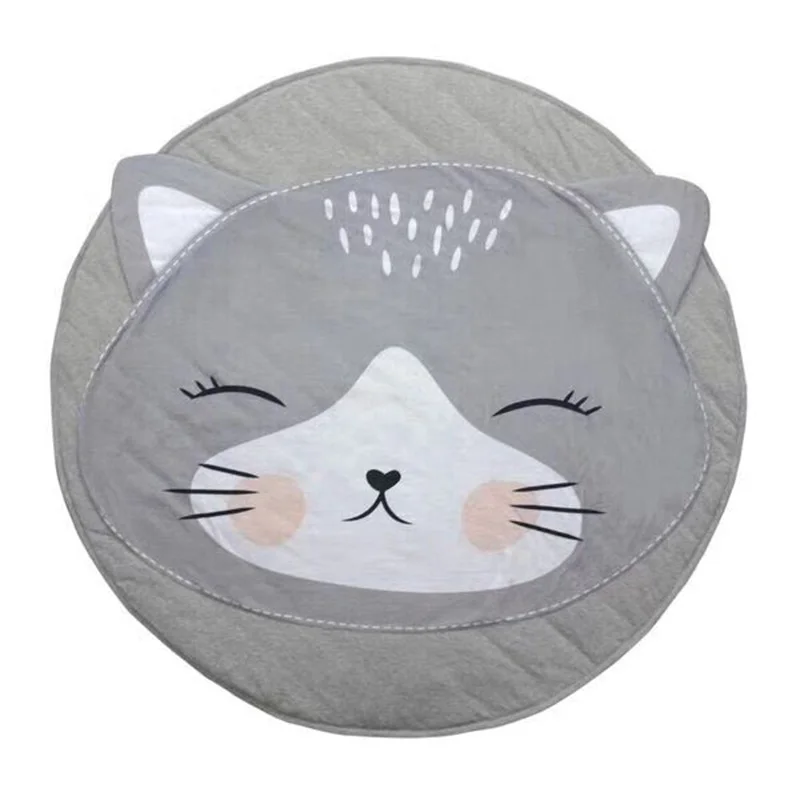 Игровой коврик круглый Лев Кролик Единорог коала игровые коврики Детский коврик для ползания одеяло ковер для детской комнаты коврики для занятий спортом - Цвет: cat