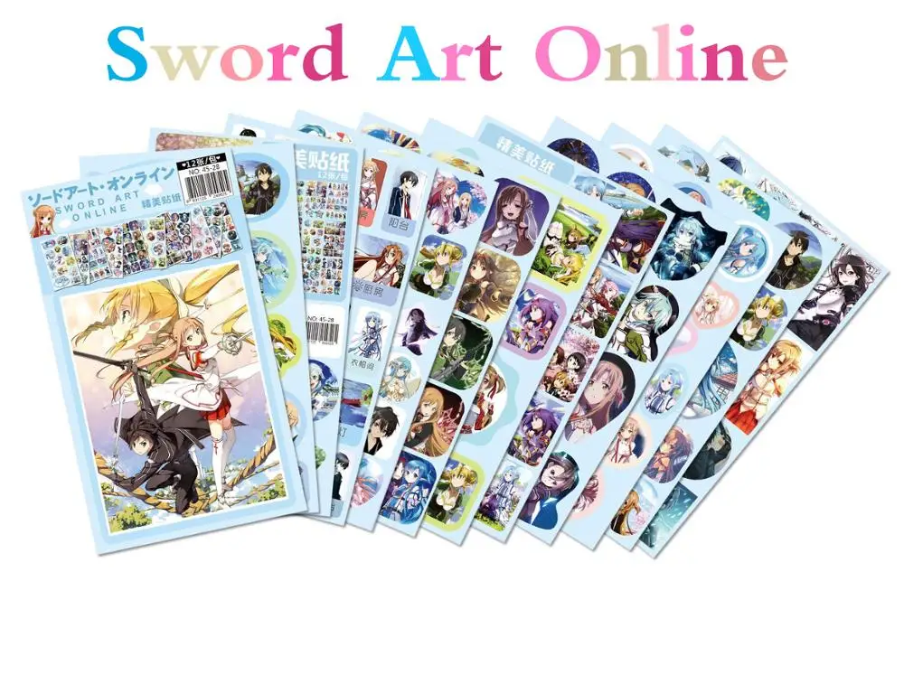 

12 pcs/set Sword Art Online Small wall sticker anime comics around stickers gift