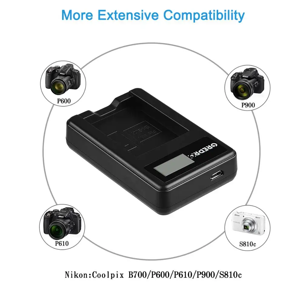 GREPRO 2 шт. 1850 мАч EN-EL23 камера Литий-ионная батарея + ЖК USB зарядное устройство