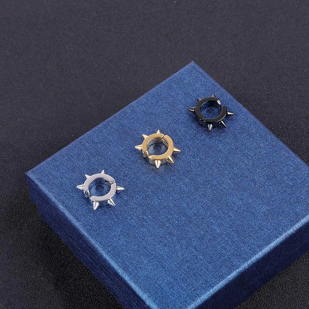 Заклепки из титановой стали в стиле панк-рок круглые клипсы без пирсинга для ушей