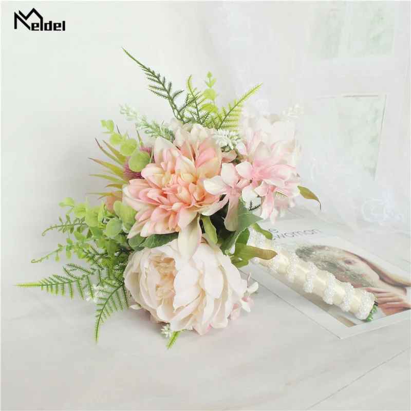 Искусственные розы Свадебный букет невесты Шелковый Dahlia s для подружек Свадебные